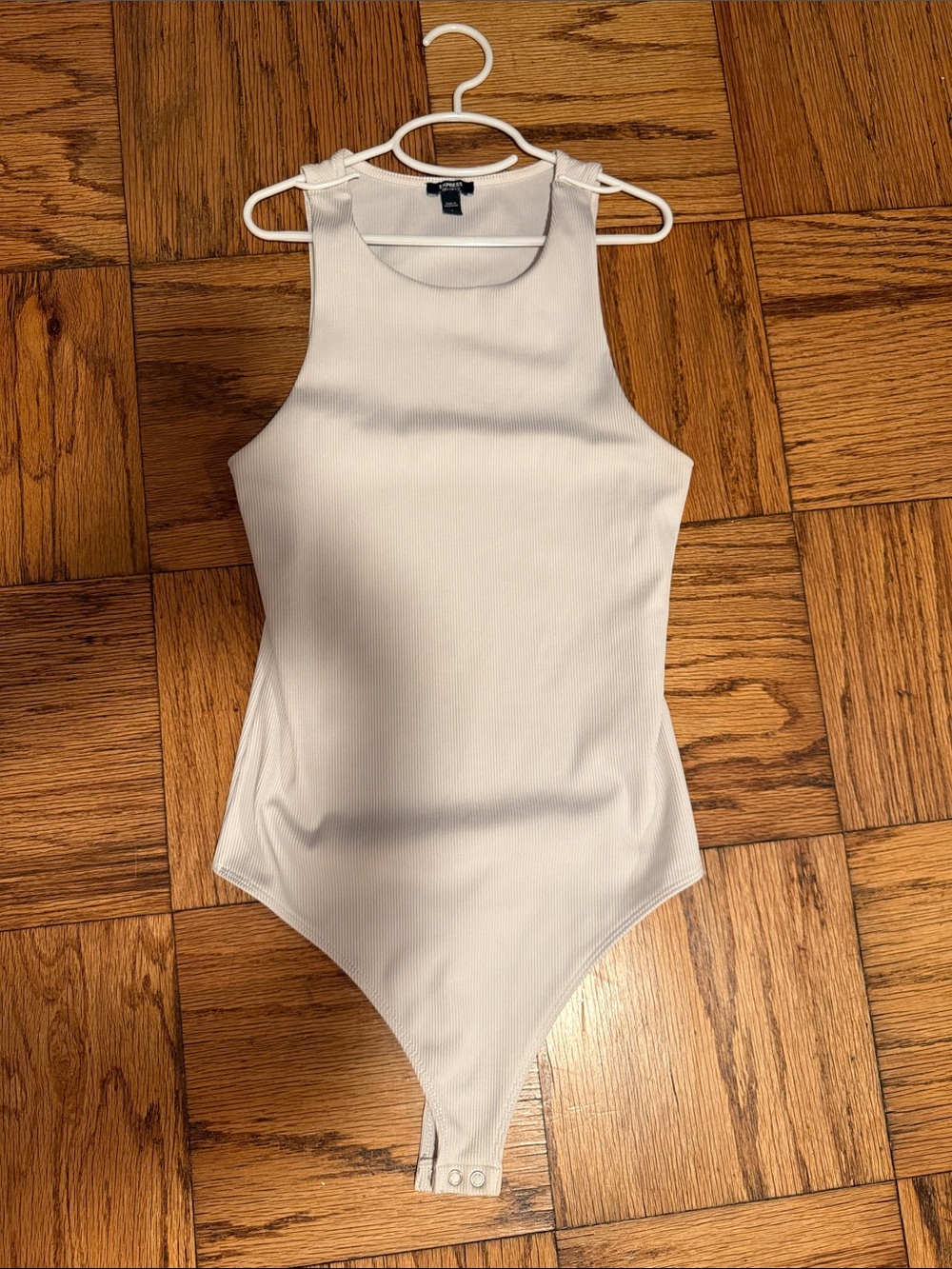 Express White Ribbed Body Contour Bodysuit